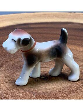 Japan Porcelain Dog Figurine Hand-Painted 2.5" Tall Collectible Decor Vintage